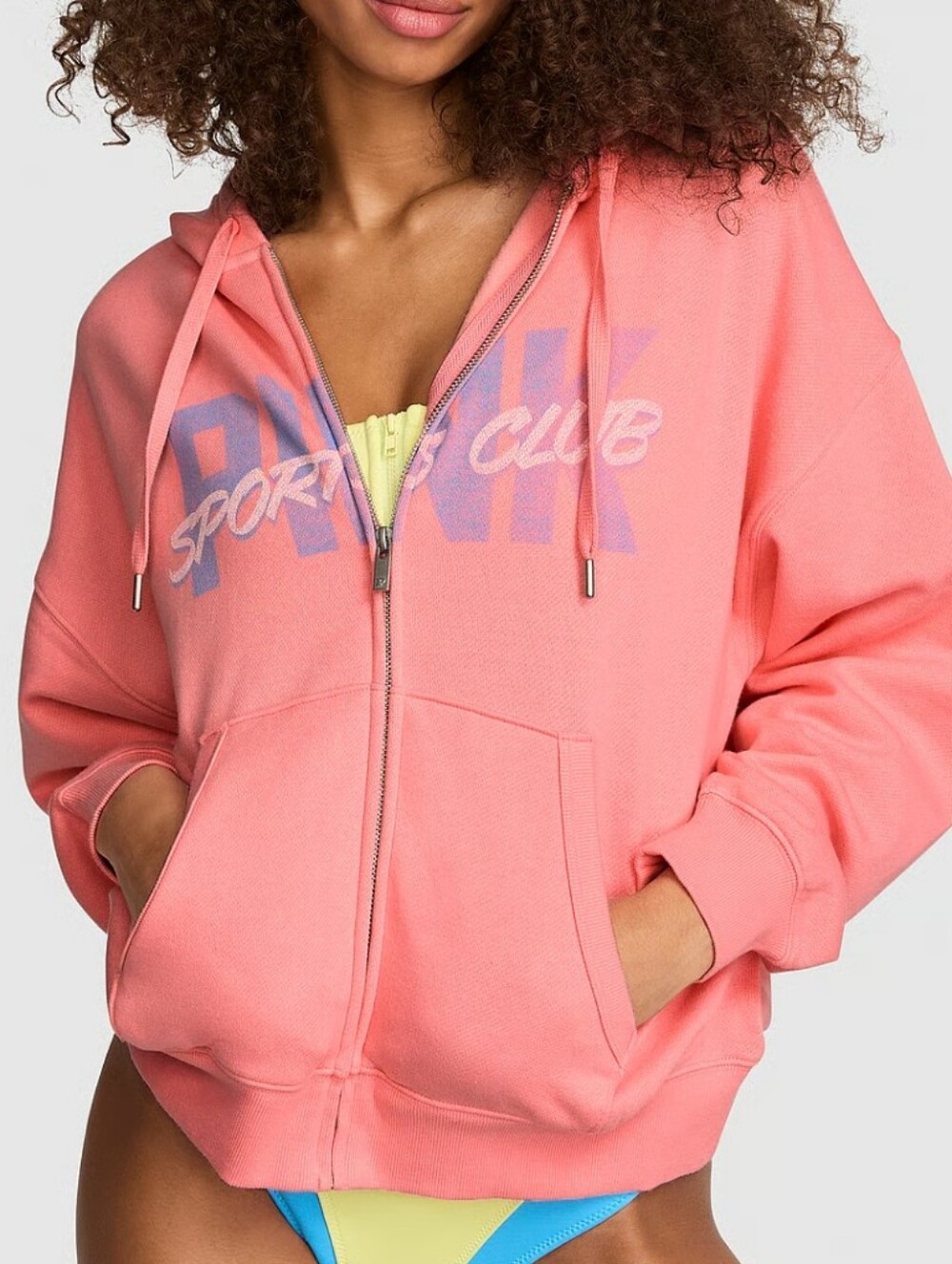 VS Pink Campus Fleece Full-Zip Hoodie Sz XL NWT
